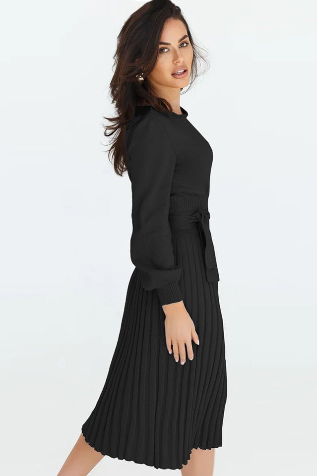Sheath Ruched Long Sleeve Knit Dress - WEUXS