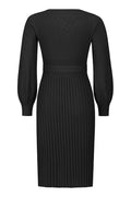 Sheath Ruched Long Sleeve Knit Dress - WEUXS