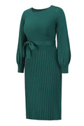 Sheath Ruched Long Sleeve Knit Dress - WEUXS