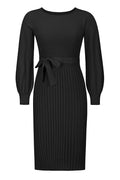 Sheath Ruched Long Sleeve Knit Dress - WEUXS