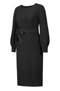 Sheath Ruched Long Sleeve Knit Dress - WEUXS