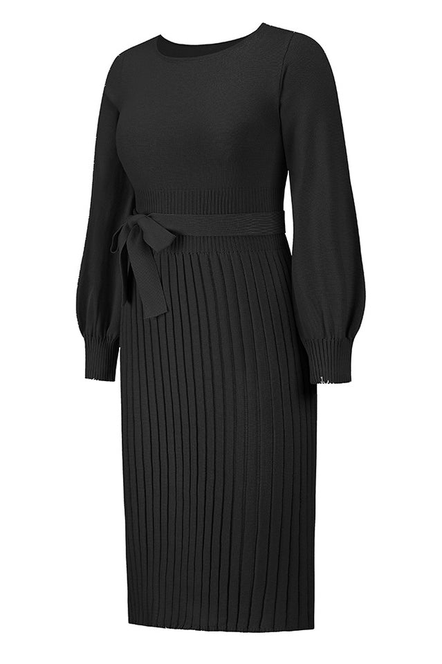 Sheath Ruched Long Sleeve Knit Dress - WEUXS