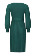 Sheath Ruched Long Sleeve Knit Dress - WEUXS