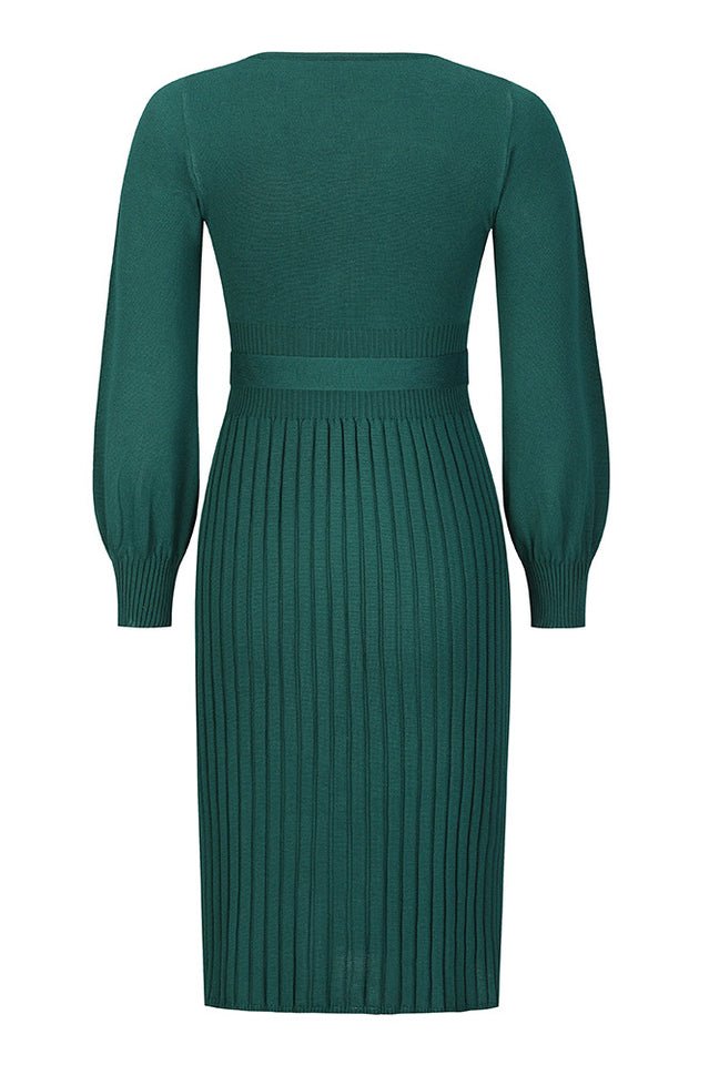 Sheath Ruched Long Sleeve Knit Dress - WEUXS