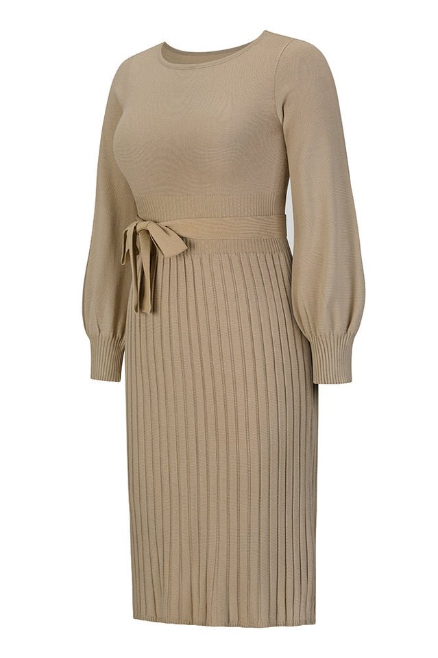 Sheath Ruched Long Sleeve Knit Dress - WEUXS