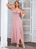 Puff Sleeve Square Neck Maxi Dress - View 41 | WEUXS
