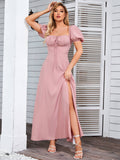 Puff Sleeve Square Neck Maxi Dress - View 42 | WEUXS