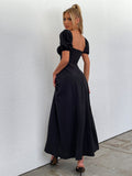 Puff Sleeve Square Neck Maxi Dress - View 26 | WEUXS