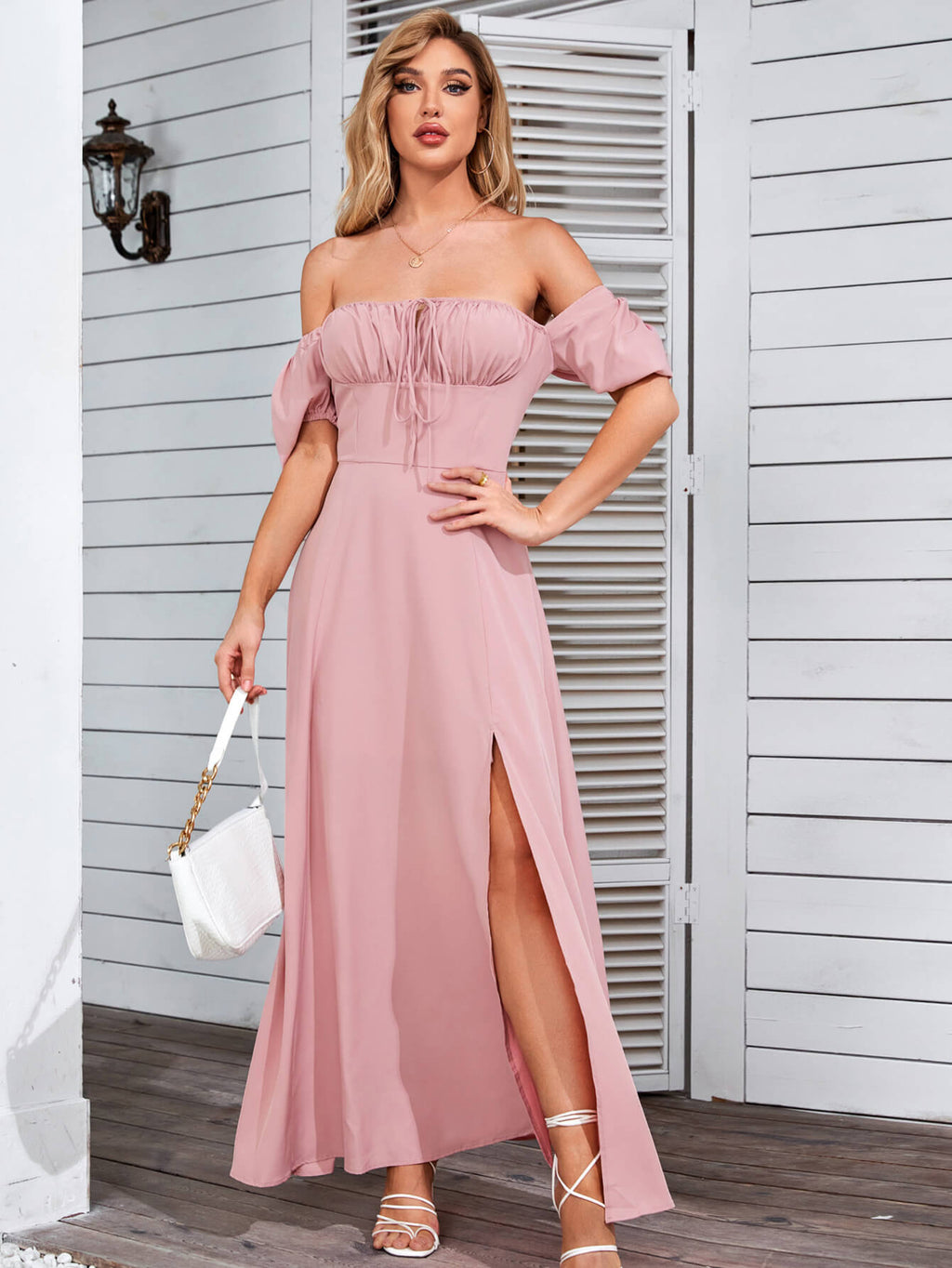 Puff Sleeve Square Neck Maxi Dress - View 37 | WEUXS