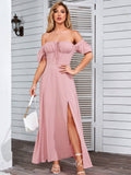 Puff Sleeve Square Neck Maxi Dress - View 37 | WEUXS