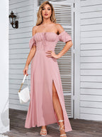 Puff Sleeve Square Neck Maxi Dress - View 37 | WEUXS
