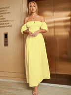 Puff Sleeve Square Neck Maxi Dress - View 22 | WEUXS