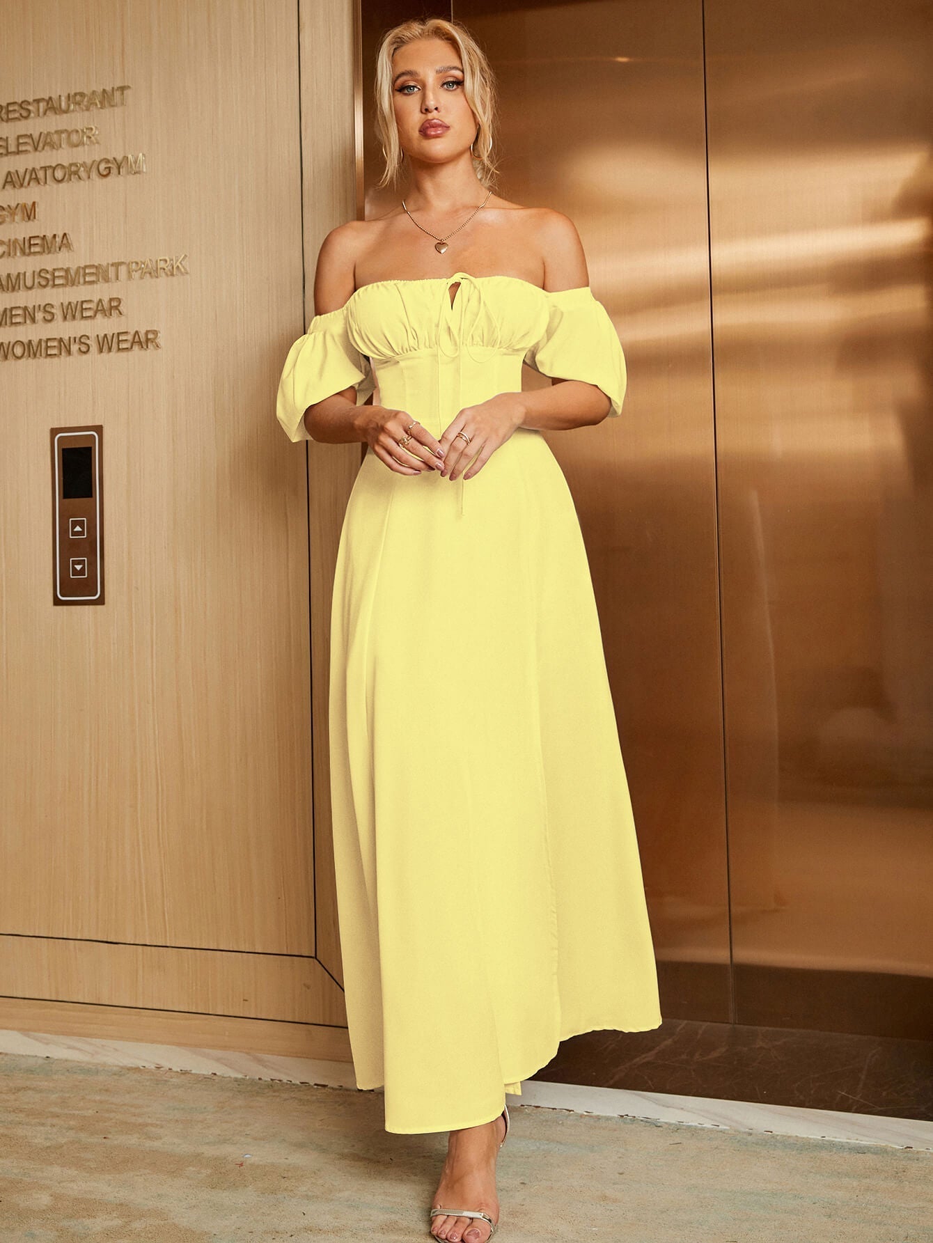 Puff Sleeve Square Neck Maxi Dress - View 22 | WEUXS
