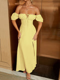 Puff Sleeve Square Neck Maxi Dress - View 24 | WEUXS