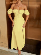 Puff Sleeve Square Neck Maxi Dress - View 24 | WEUXS