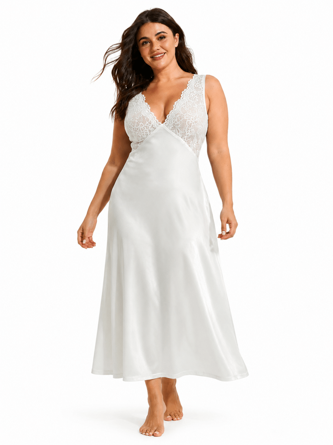 Silk-Like Nightgown Long Dress - WEUXS