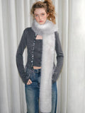 Silver Snow Faux Fur Scarf Extra Long Winter Neck Warmer - WEUXS