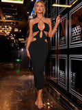 Sleeveless halter neck cut out dress - View 10 | WEUXS