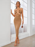 Sleeveless halter neck cut out dress - View 19 | WEUXS