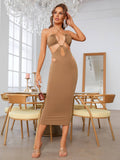 Sleeveless halter neck cut out dress - View 22 | WEUXS