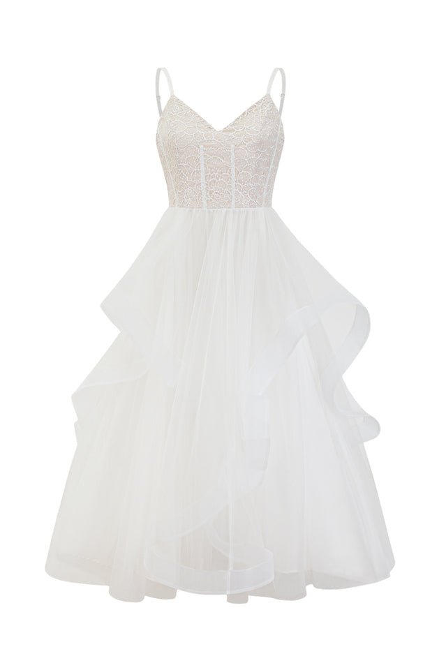 Sleeveless Sweetheart Tulle Lace Maxi Dress - WEUXS