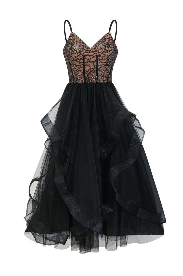 Sleeveless Sweetheart Tulle Lace Maxi Dress - WEUXS