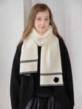 Soft Floral Striped Thick Knit Scarf - WEUXS