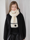 Soft Floral Striped Thick Knit Scarf - WEUXS