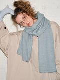 Soft Haze Blue Wool Blend Knit Scarf - WEUXS