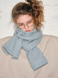 Soft Haze Blue Wool Blend Knit Scarf - WEUXS