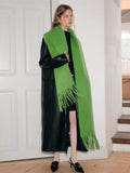 Oversized fuzzy knit scarf with fringe detail - View 6 | WEUXS
