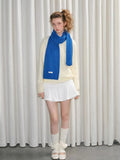 Solid Royal Blue 100% Wool Knit Scarf - WEUXS