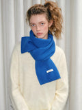 Solid Royal Blue 100% Wool Knit Scarf - WEUXS