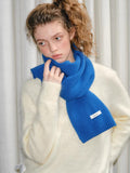Solid Royal Blue 100% Wool Knit Scarf - WEUXS