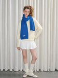 Solid Royal Blue 100% Wool Knit Scarf - WEUXS