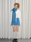 Speckled 100% Wool Knit Scarf Turquoise Blue - WEUXS