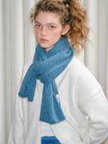 Speckled 100% Wool Knit Scarf Turquoise Blue - WEUXS