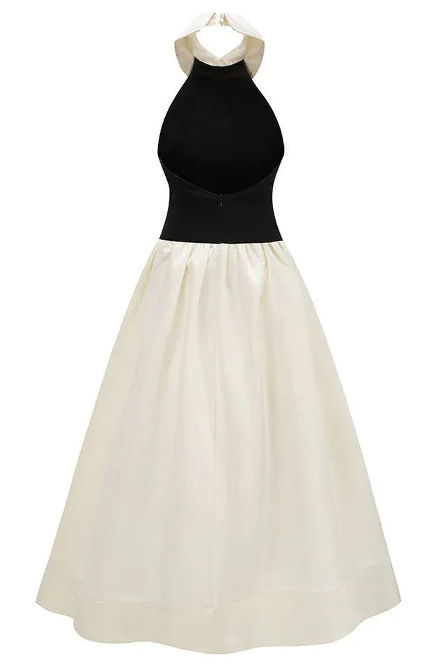 Halter Neck Maxi Dress with Collar - View 7 | WEUXS