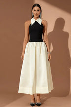 Spiral Lapel leeveless Maxi Dress - WEUXS