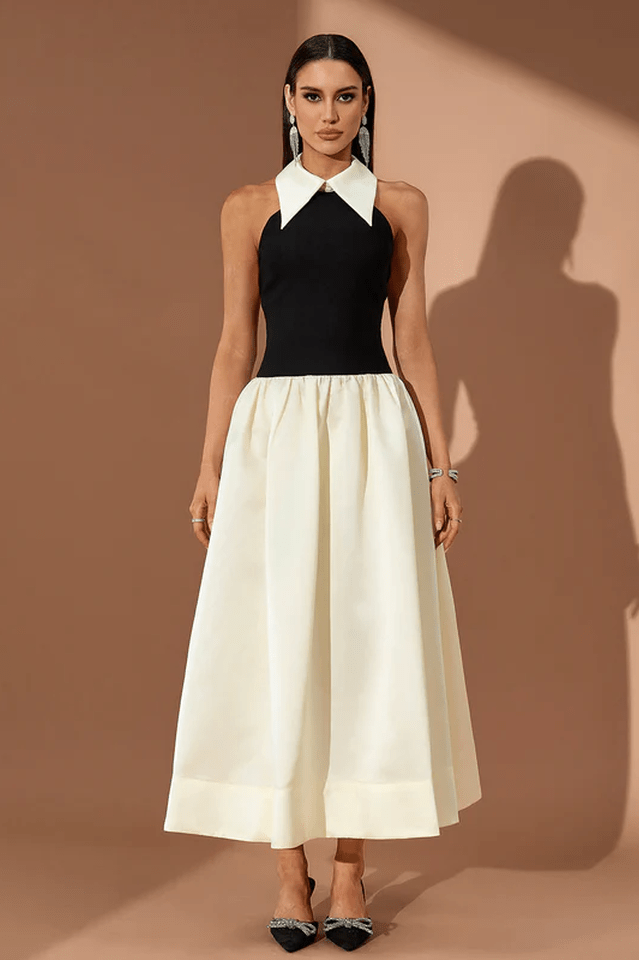 Spiral Lapel leeveless Maxi Dress - WEUXS