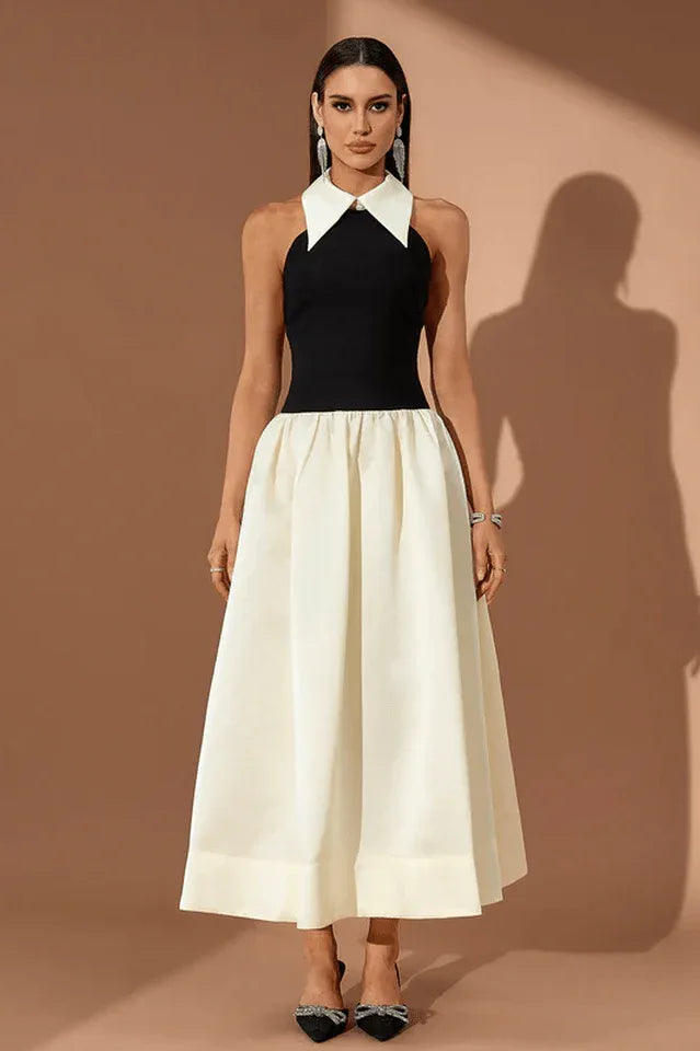 Spiral Lapel leeveless Maxi Dress - WEUXS