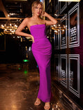 Maxi dress with strapless neckline and ruched detailing - View 10 | WEUXS