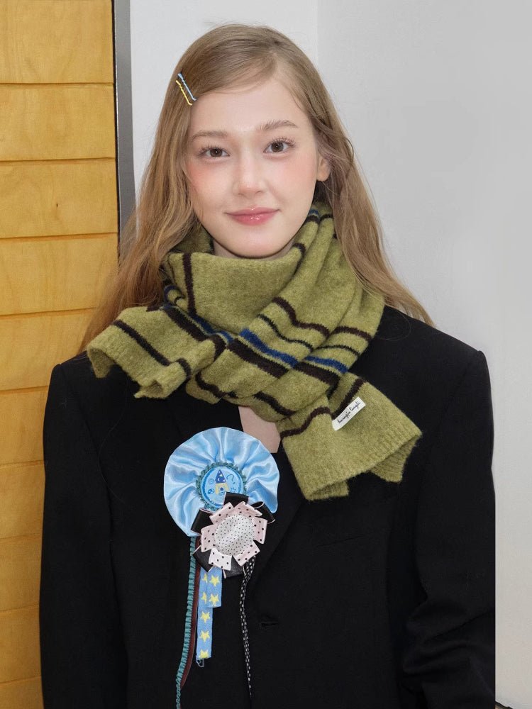 Striped Cashmere - Feel Scarf Pine Green - WEUXS