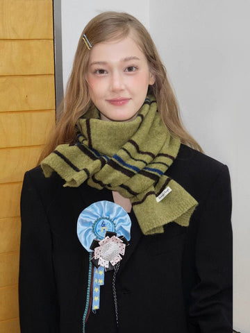 Striped Cashmere - Feel Scarf Pine Green - WEUXS
