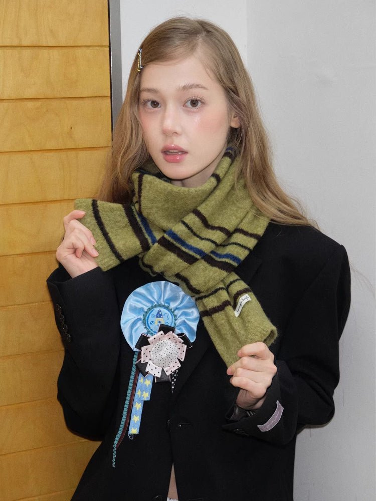 Striped Cashmere - Feel Scarf Pine Green - WEUXS