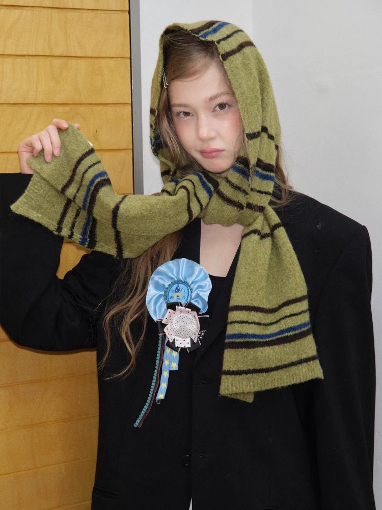 Striped Cashmere - Feel Scarf Pine Green - WEUXS