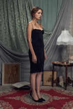 Black Iris Pleated Midi Dress - View 8 | WEUXS