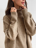 Turtleneck & Wide Leg Knit Two-Piece Set - WEUXS