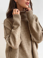 Turtleneck & Wide Leg Knit Two-Piece Set - WEUXS