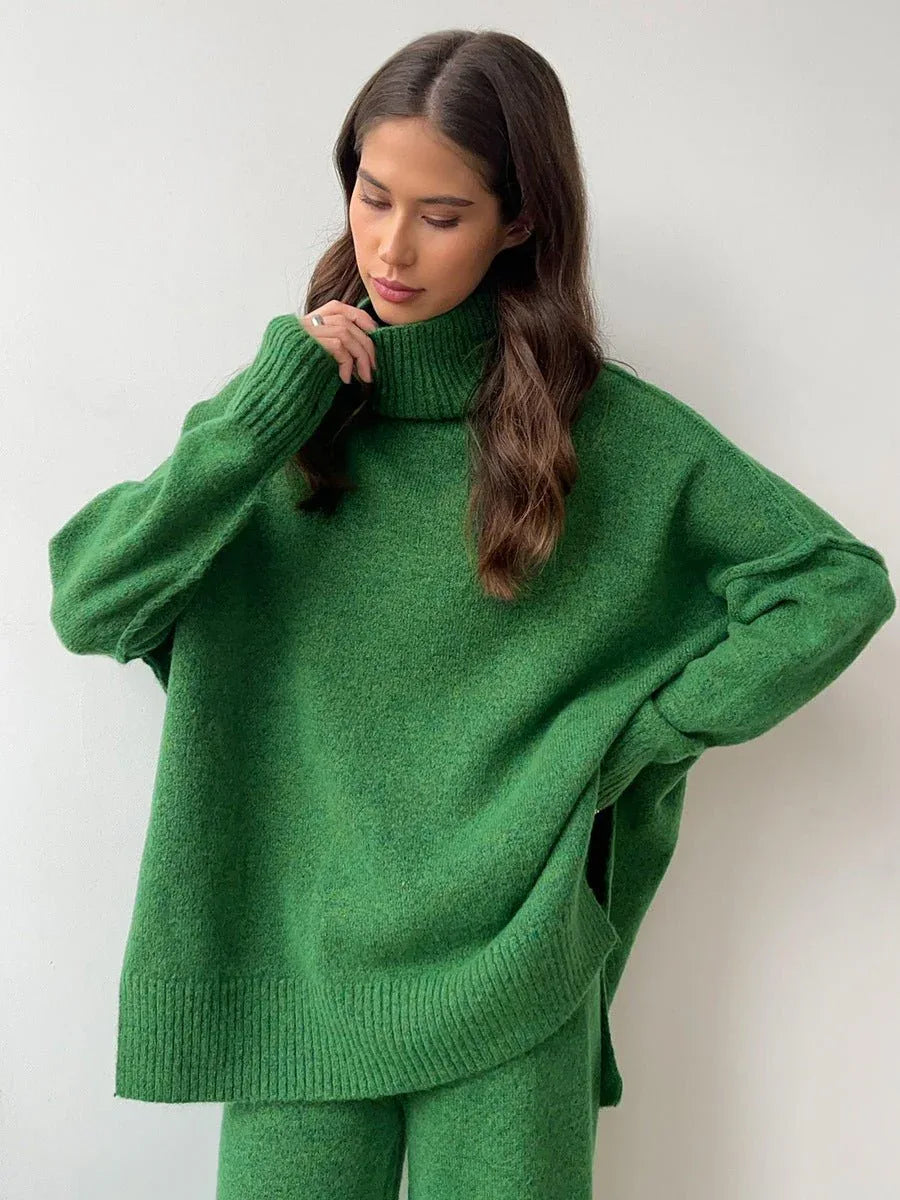 Turtleneck Wide Leg Knit Set - View 15 | WEUXS
